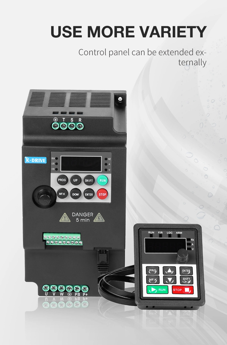 Kd100 5.5kw 7.5kw 220V/380VAC Inverter VFD Variable Frequency for CNC Spindle Motor Speed Control